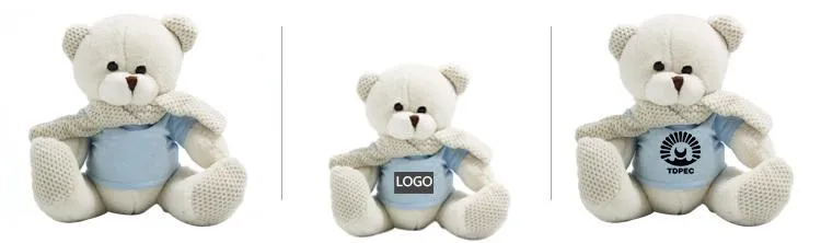 20cm Teddy Bear Plush Toy With Knitted Scarf