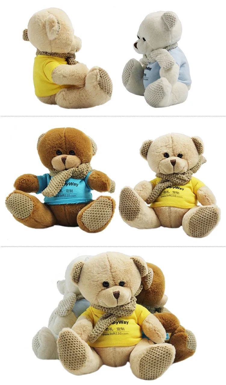 20cm Teddy Bear Plush Toy With Knitted Scarf
