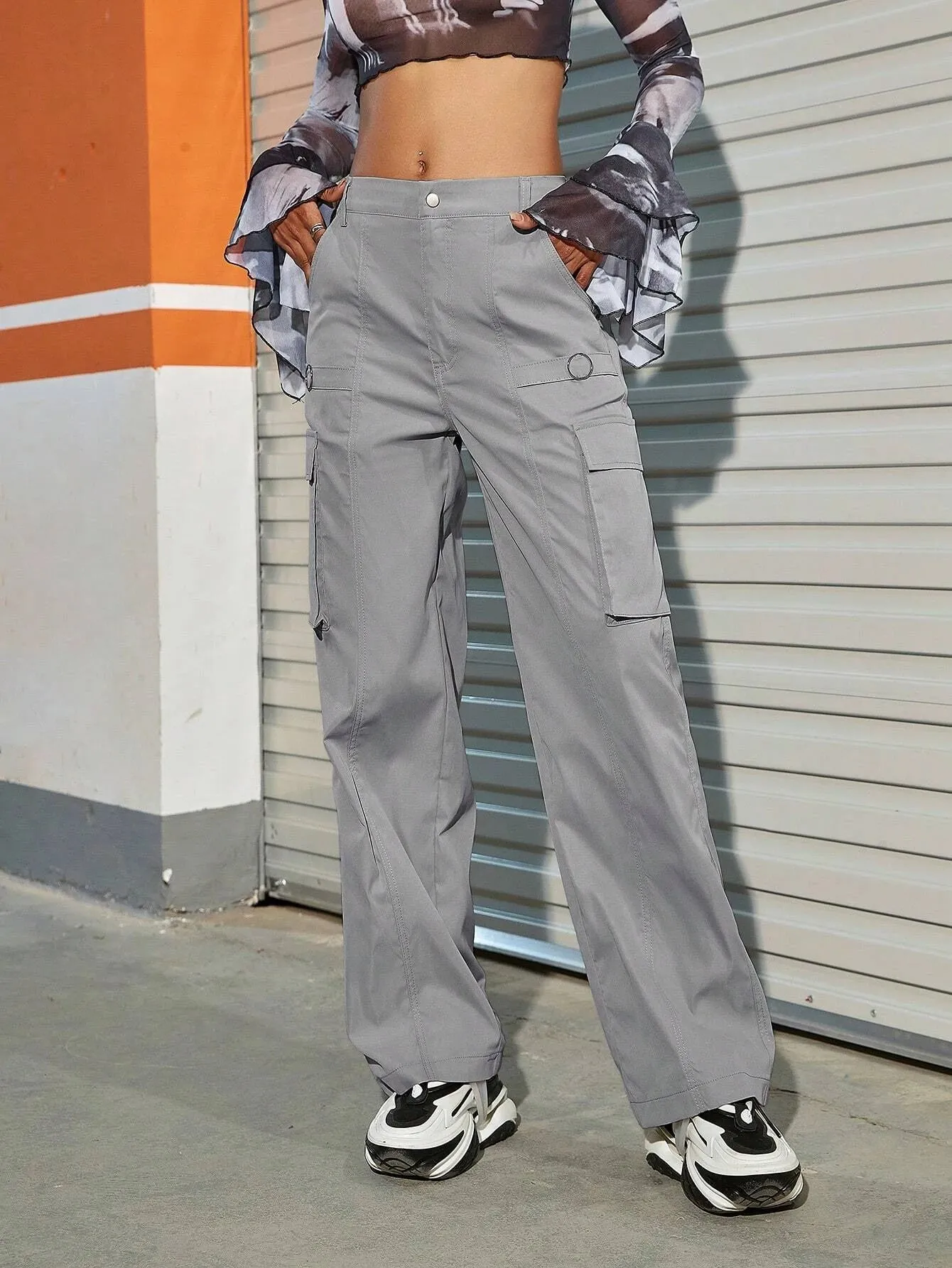 90s Street Solid Color Cargo Pants