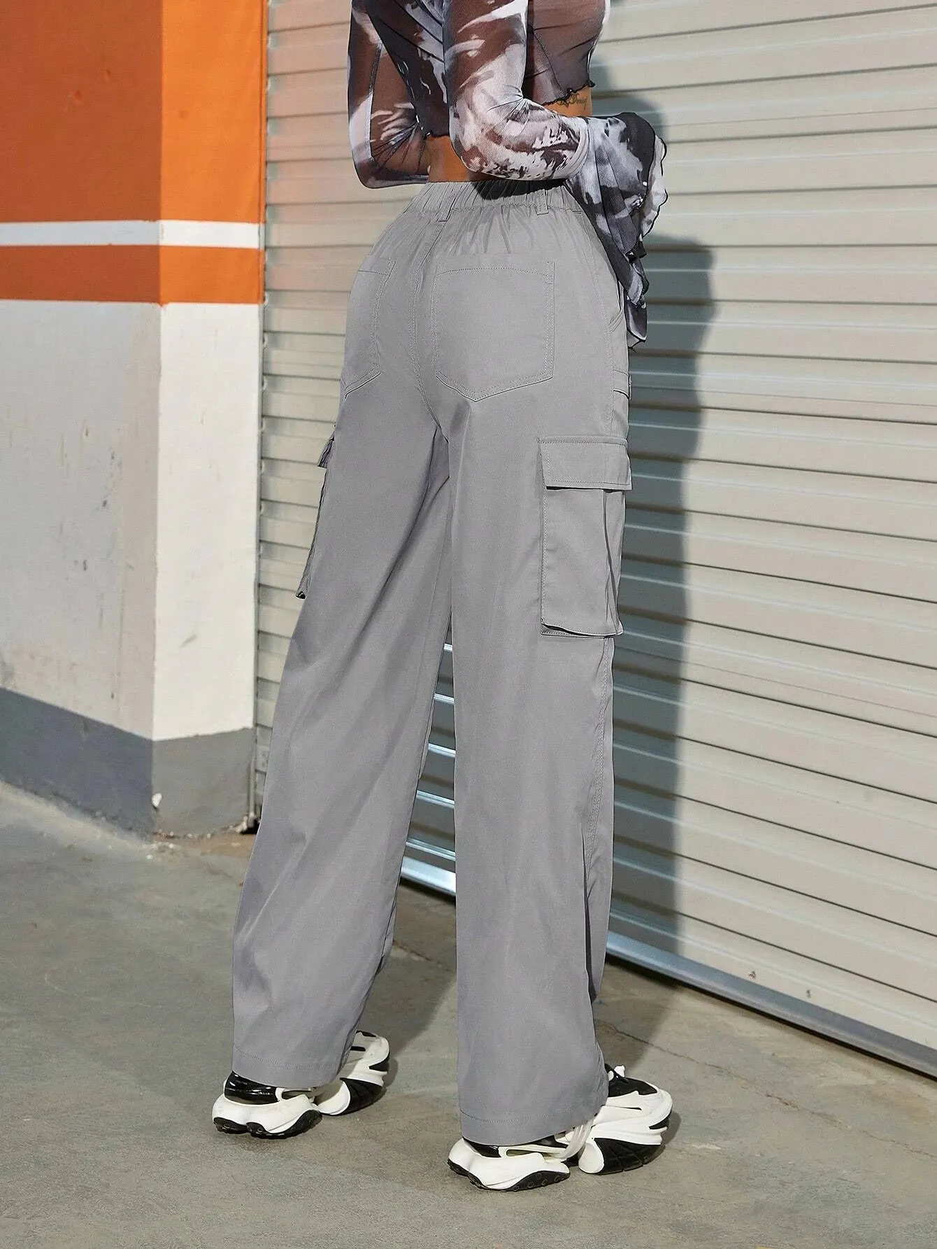 90s Street Solid Color Cargo Pants