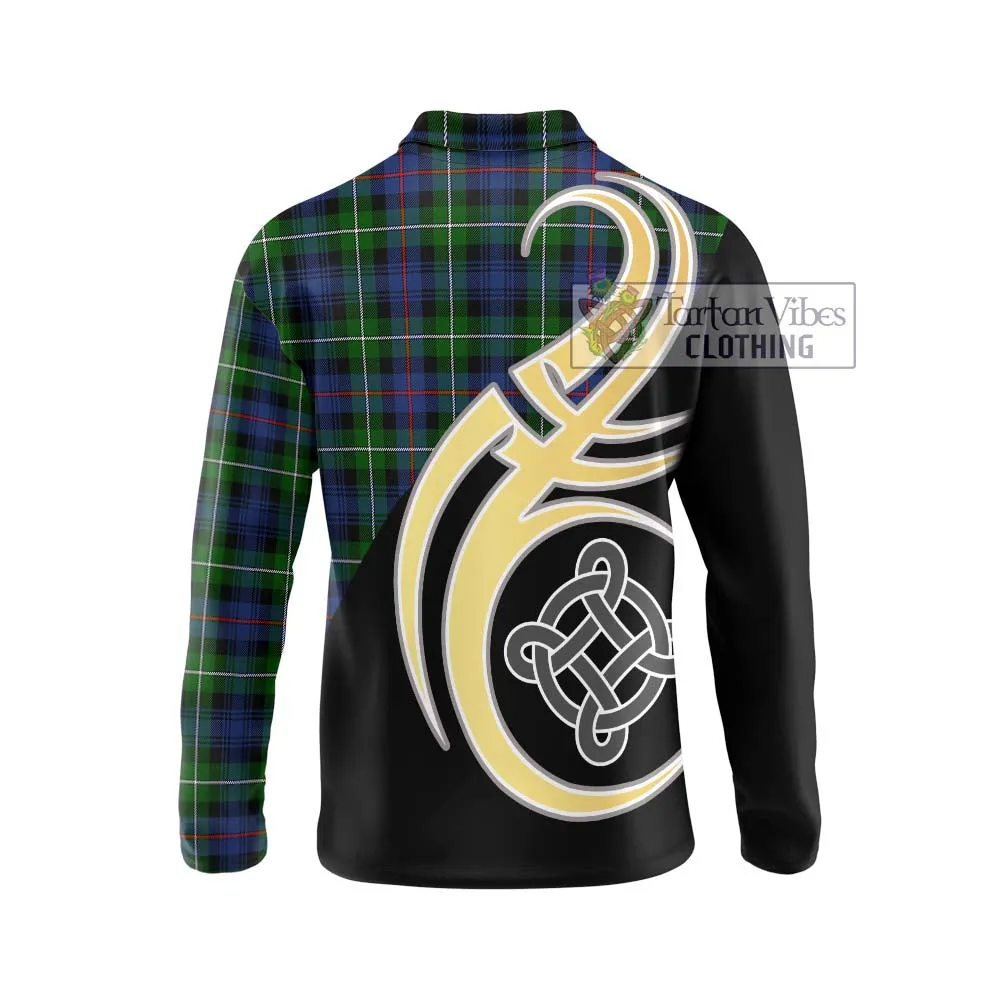 Baillie Tartan Long Sleeve Polo Shirt with Family Crest and Celtic Symbol Style