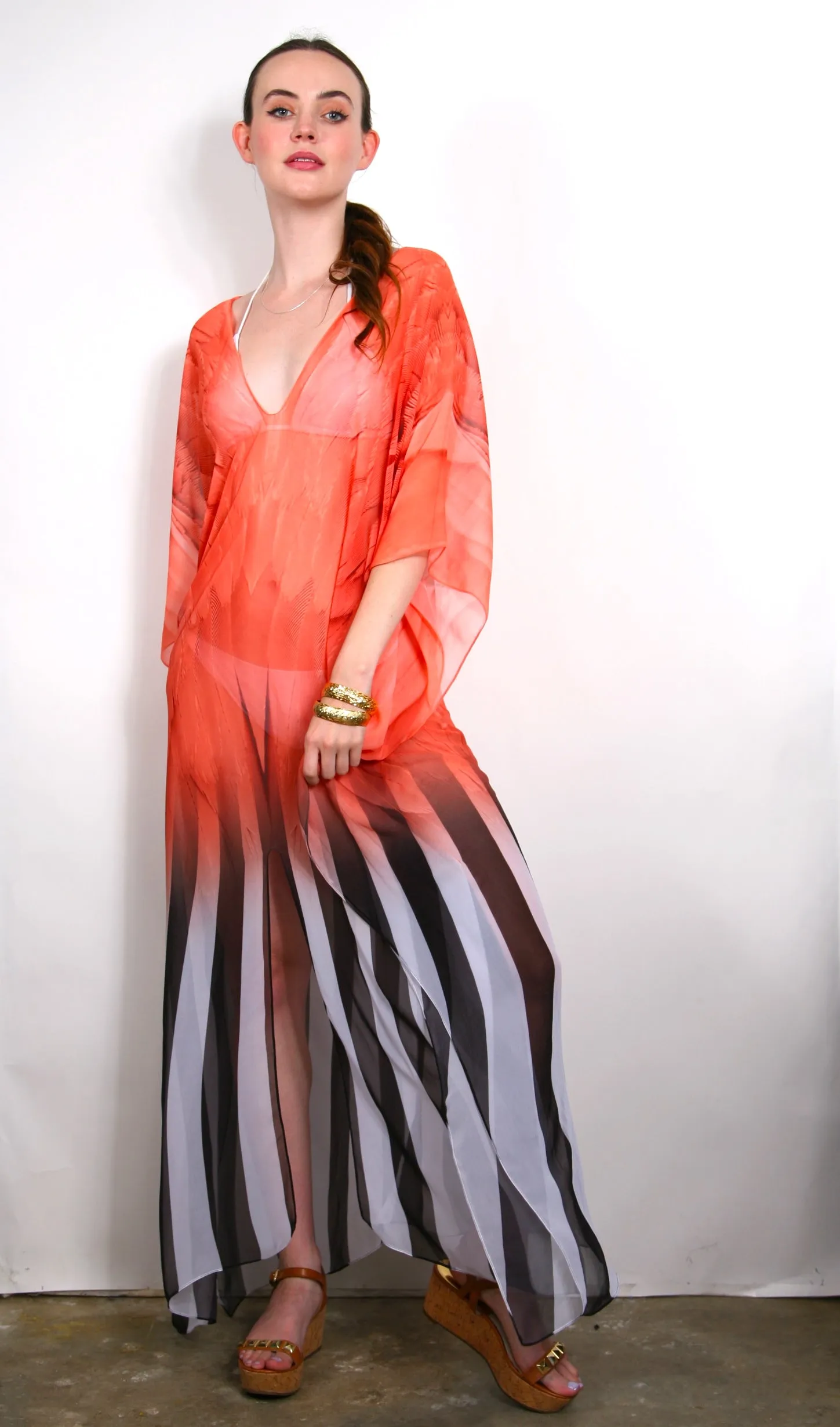 Blush Fan - Slit Maxi Poncho