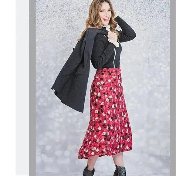 CABI CORSAGE WINE BLOSSOM SKIRT - 8