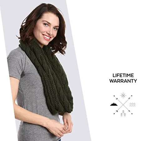 Chunky Cable Knit Infinity Scarf by Tough Headwear - Stay Warm & Stylish Year Round - Circle Loop Scarves for Women & Men