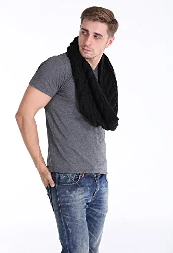 Chunky Cable Knit Infinity Scarf by Tough Headwear - Stay Warm & Stylish Year Round - Circle Loop Scarves for Women & Men