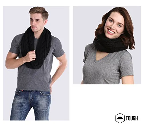 Chunky Cable Knit Infinity Scarf by Tough Headwear - Stay Warm & Stylish Year Round - Circle Loop Scarves for Women & Men