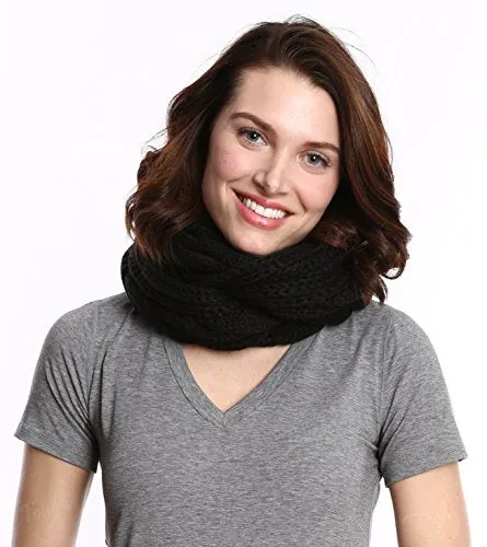Chunky Cable Knit Infinity Scarf by Tough Headwear - Stay Warm & Stylish Year Round - Circle Loop Scarves for Women & Men