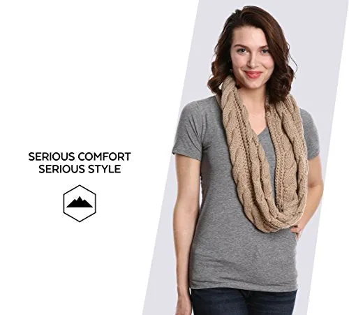 Chunky Cable Knit Infinity Scarf by Tough Headwear - Stay Warm & Stylish Year Round - Circle Loop Scarves for Women & Men