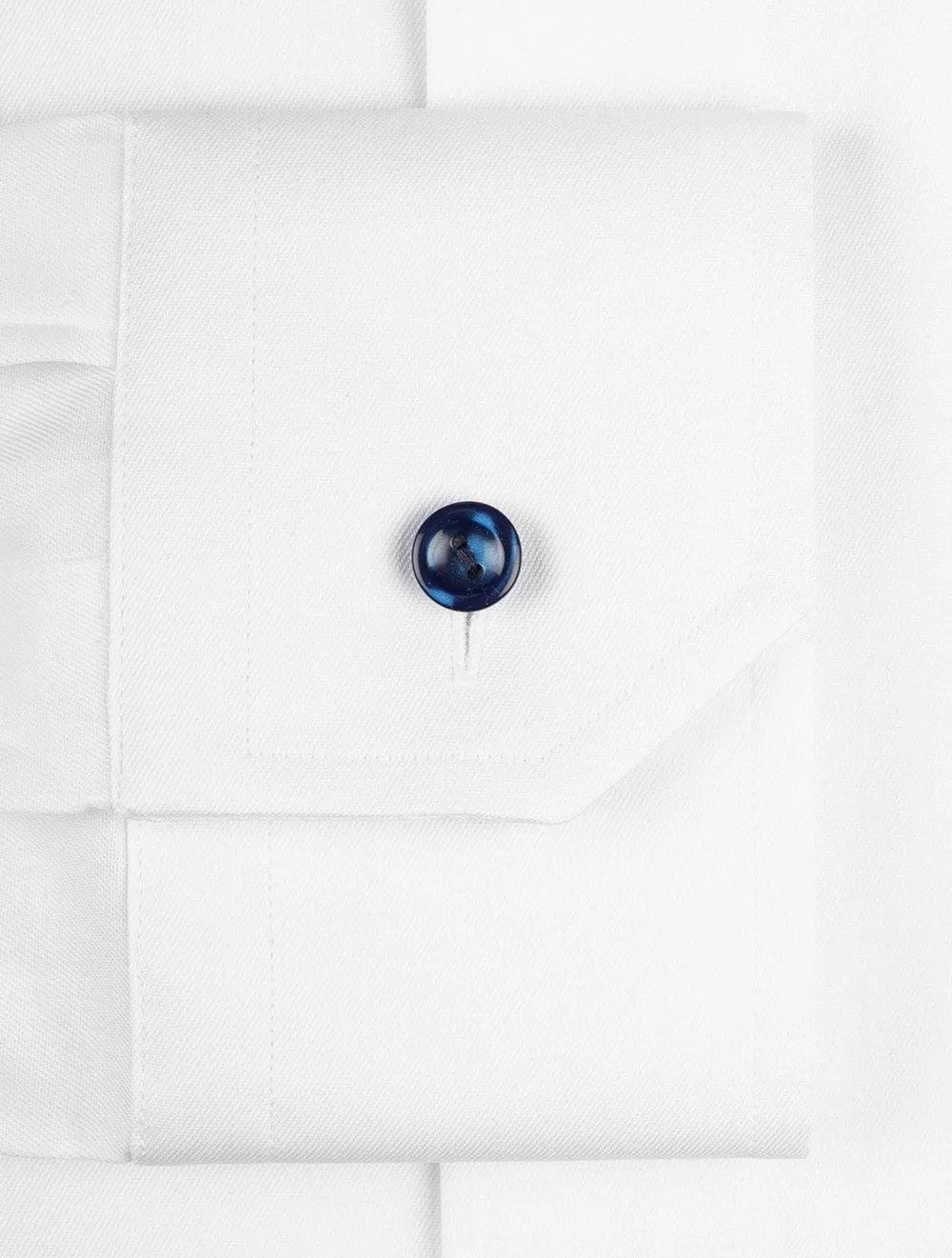Contemporary Fit Twill Shirt with Navy Details White