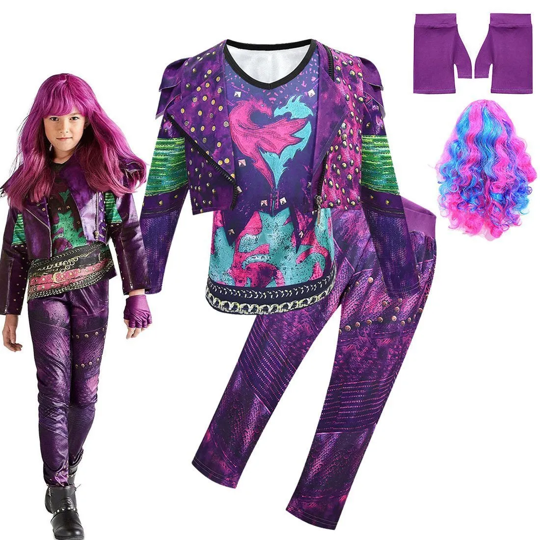 descendants 3 Mal Bertha Maleficent Cosplay Audrey Costume Gift for Kids