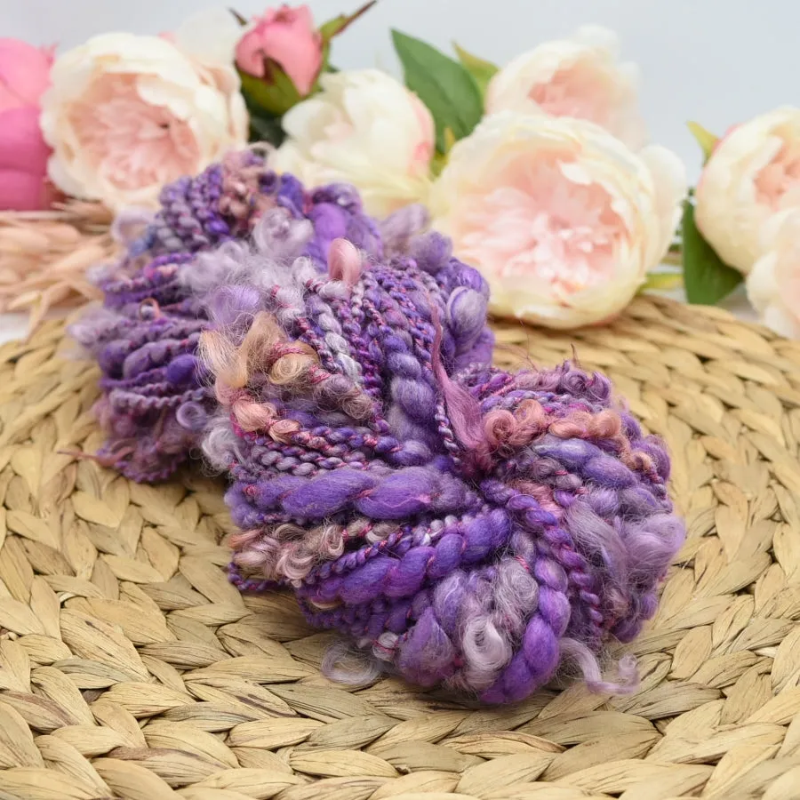 Hand Spun Chunky Art Yarn Knitting Weaving Yarns in Floral Garden