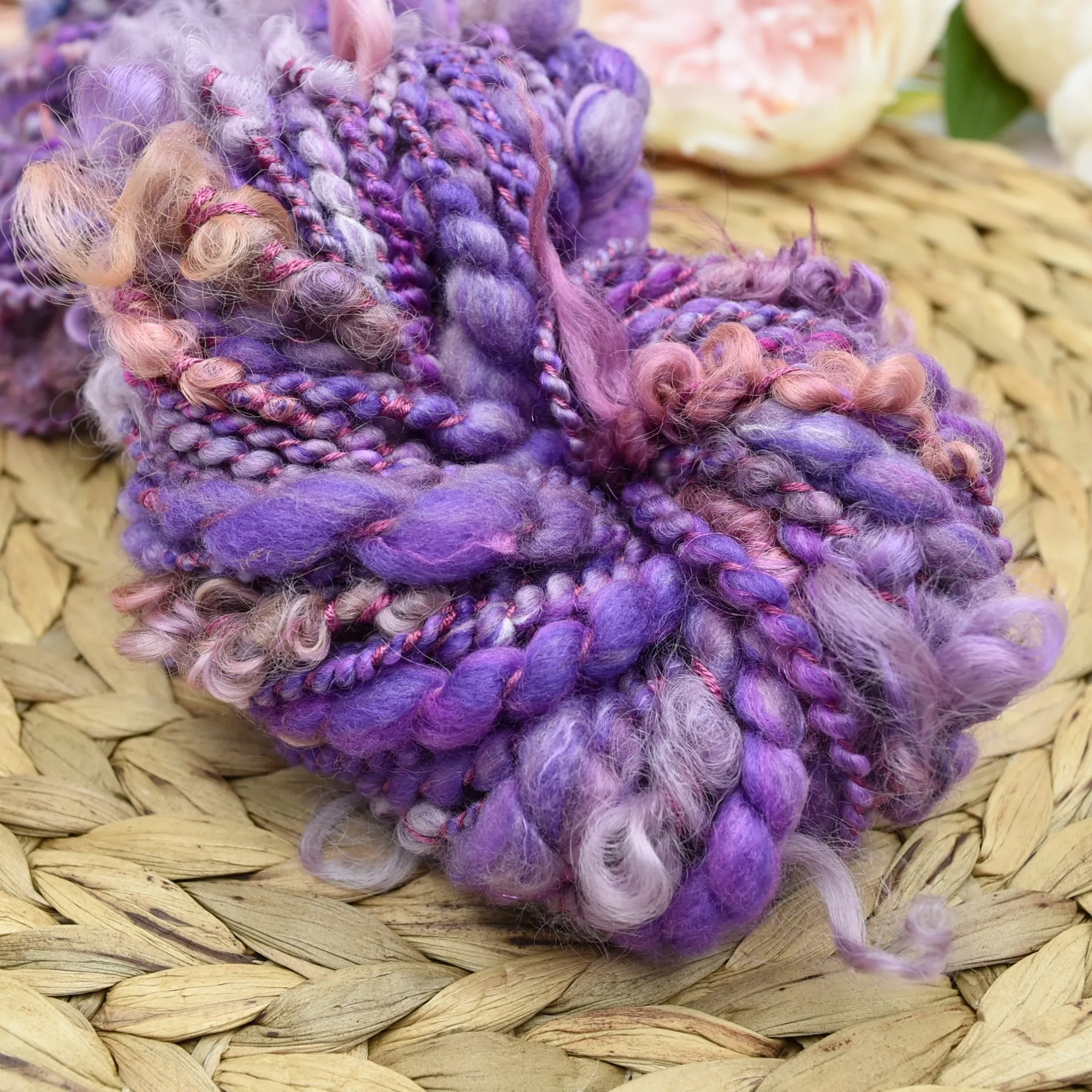 Hand Spun Chunky Art Yarn Knitting Weaving Yarns in Floral Garden