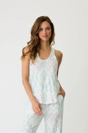 Ikat Watercolor Tank Top - Seafoam