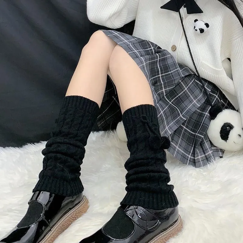 Knitted Socks Y2K Hot Girls，Subculture, College Style,Autumn&Winter Leg Covers Mid-Tube Style Pile Socks for Women