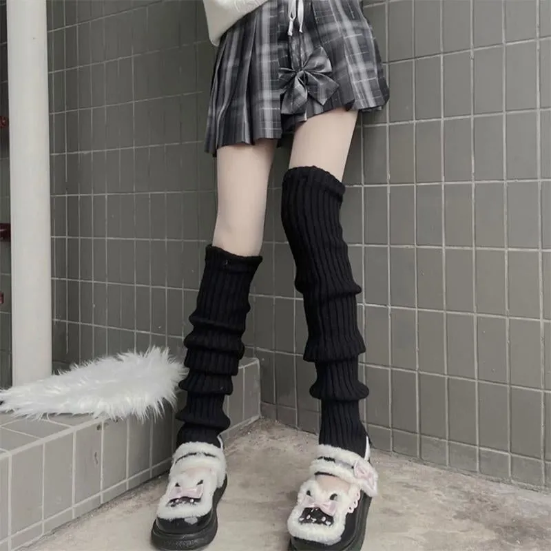 Knitted Socks Y2K Hot Girls，Subculture, College Style,Autumn&Winter Leg Covers Mid-Tube Style Pile Socks for Women