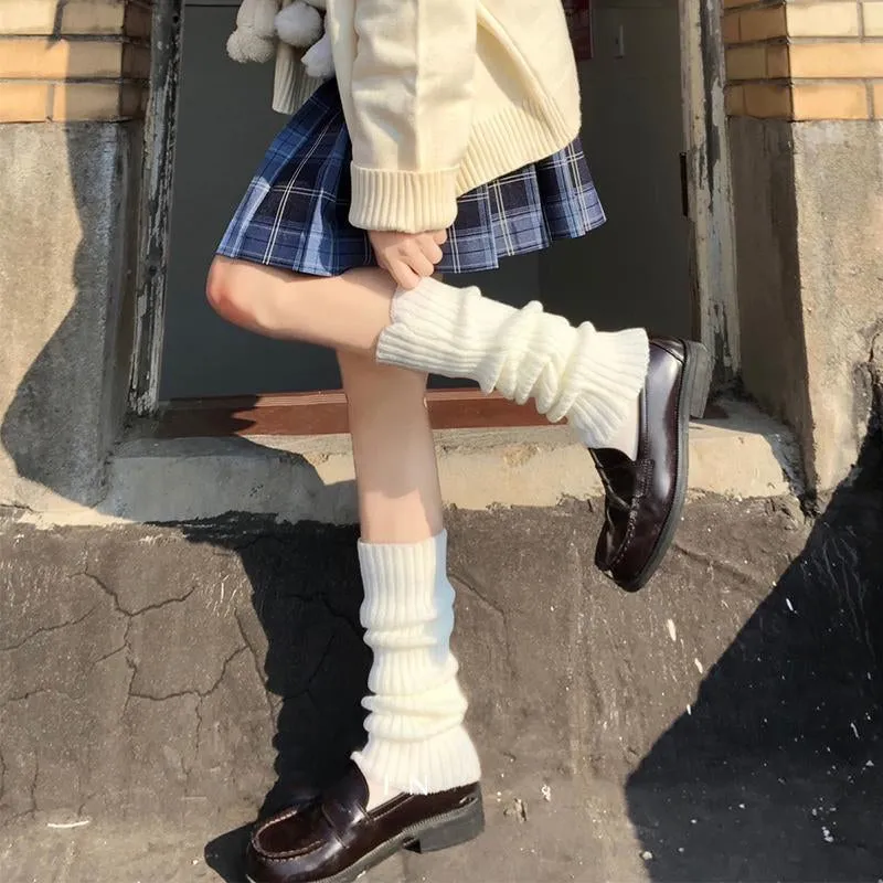 Knitted Socks Y2K Hot Girls，Subculture, College Style,Autumn&Winter Leg Covers Mid-Tube Style Pile Socks for Women