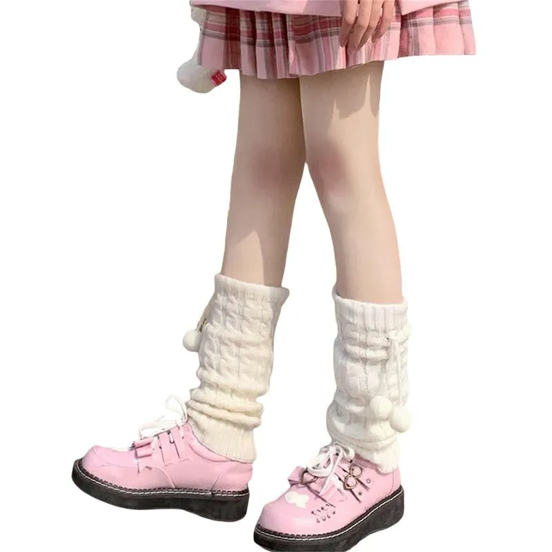 Knitted Socks Y2K Hot Girls，Subculture, College Style,Autumn&Winter Leg Covers Mid-Tube Style Pile Socks for Women