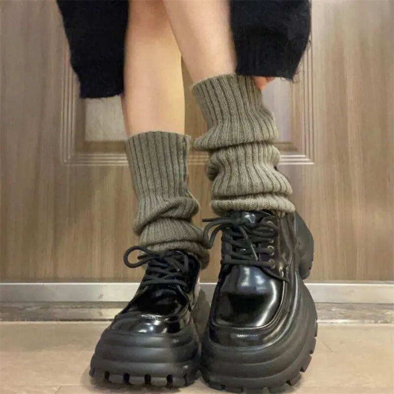 Knitted Socks Y2K Hot Girls，Subculture, College Style,Autumn&Winter Leg Covers Mid-Tube Style Pile Socks for Women