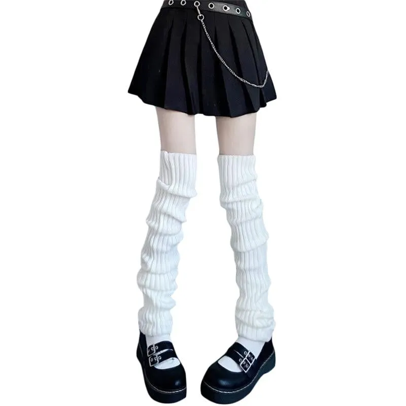 Knitted Socks Y2K Hot Girls，Subculture, College Style,Autumn&Winter Leg Covers Mid-Tube Style Pile Socks for Women