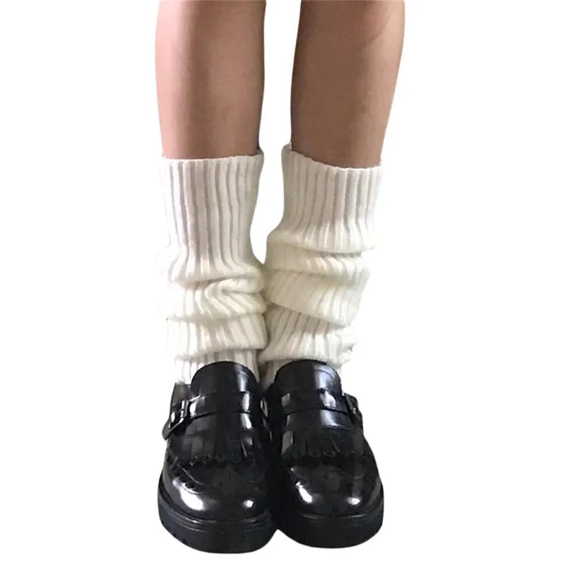 Knitted Socks Y2K Hot Girls，Subculture, College Style,Autumn&Winter Leg Covers Mid-Tube Style Pile Socks for Women