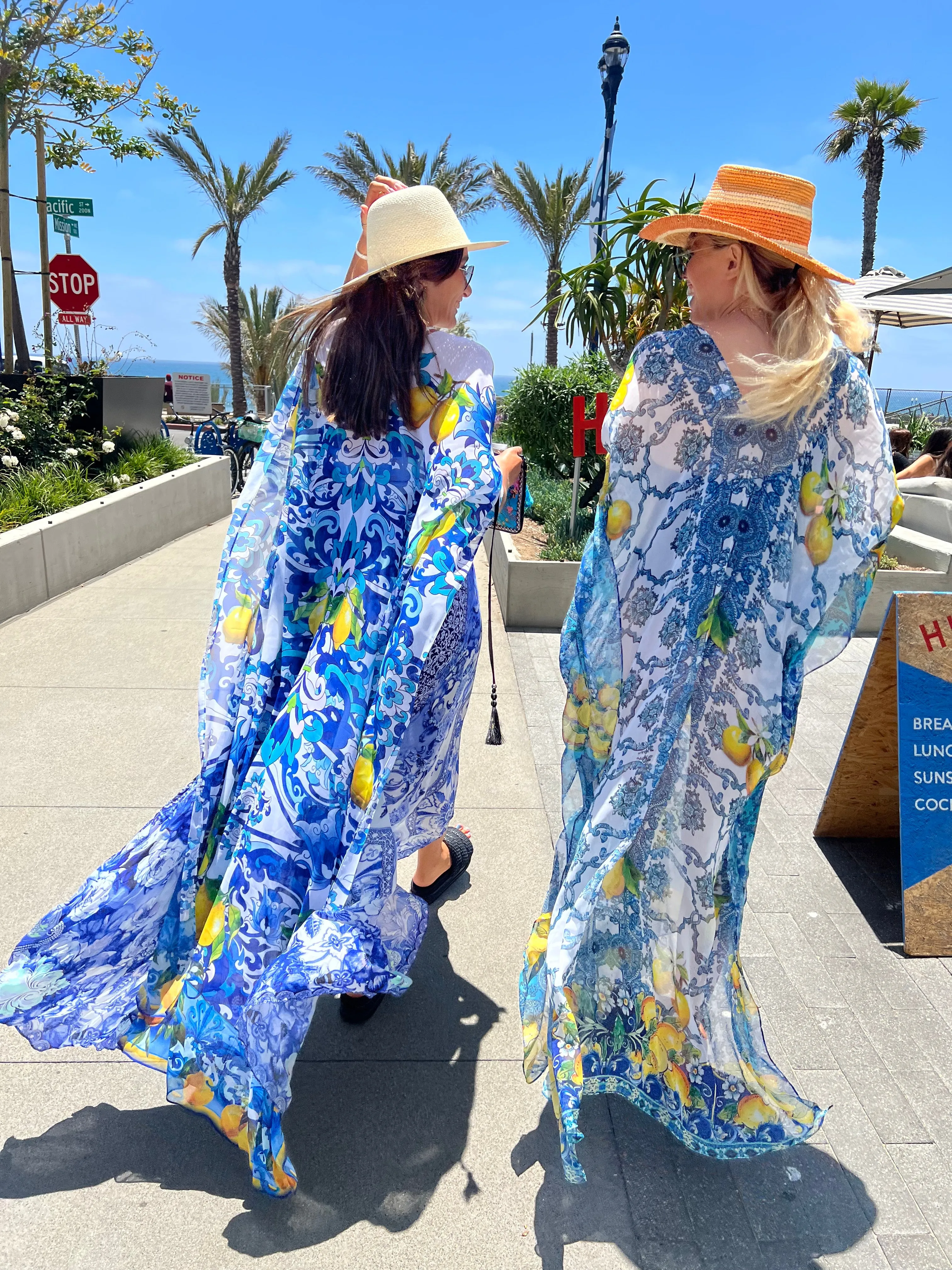 Lemon Tile - Slit Maxi Poncho