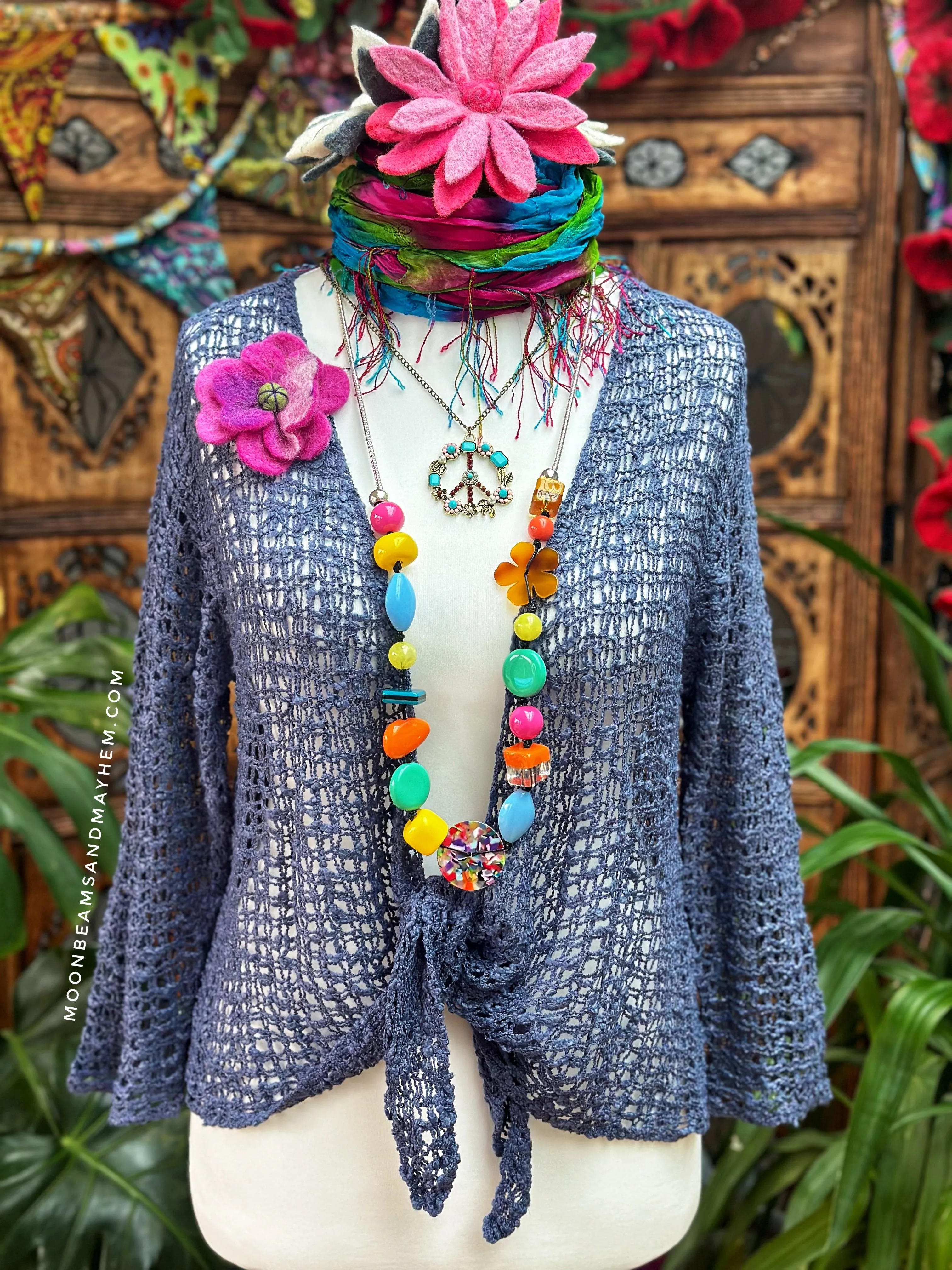 LOOSE WEAVE PETROL BLUE SHRUG / CARDIGAN