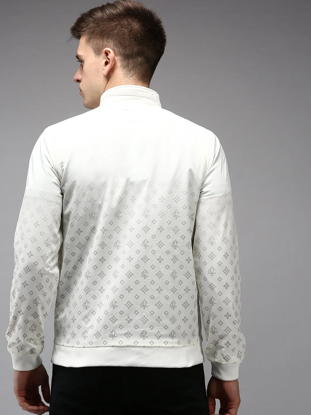 Men White Solid Jacket