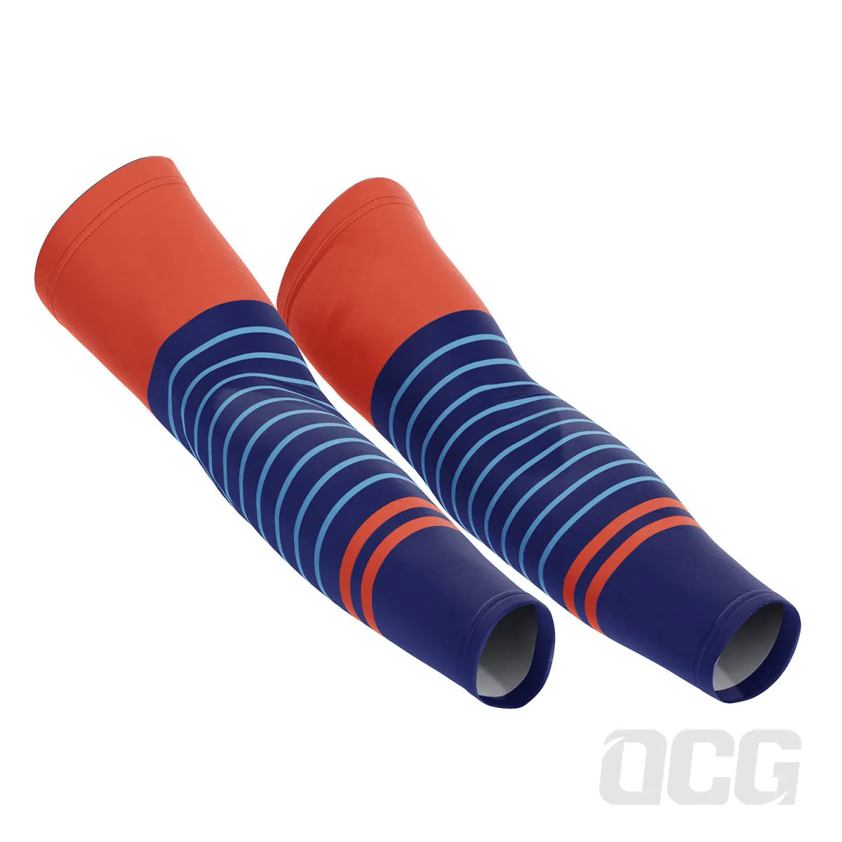 Men's Orange Blue Stripe Quick Dry Cycling Arm-Warmers