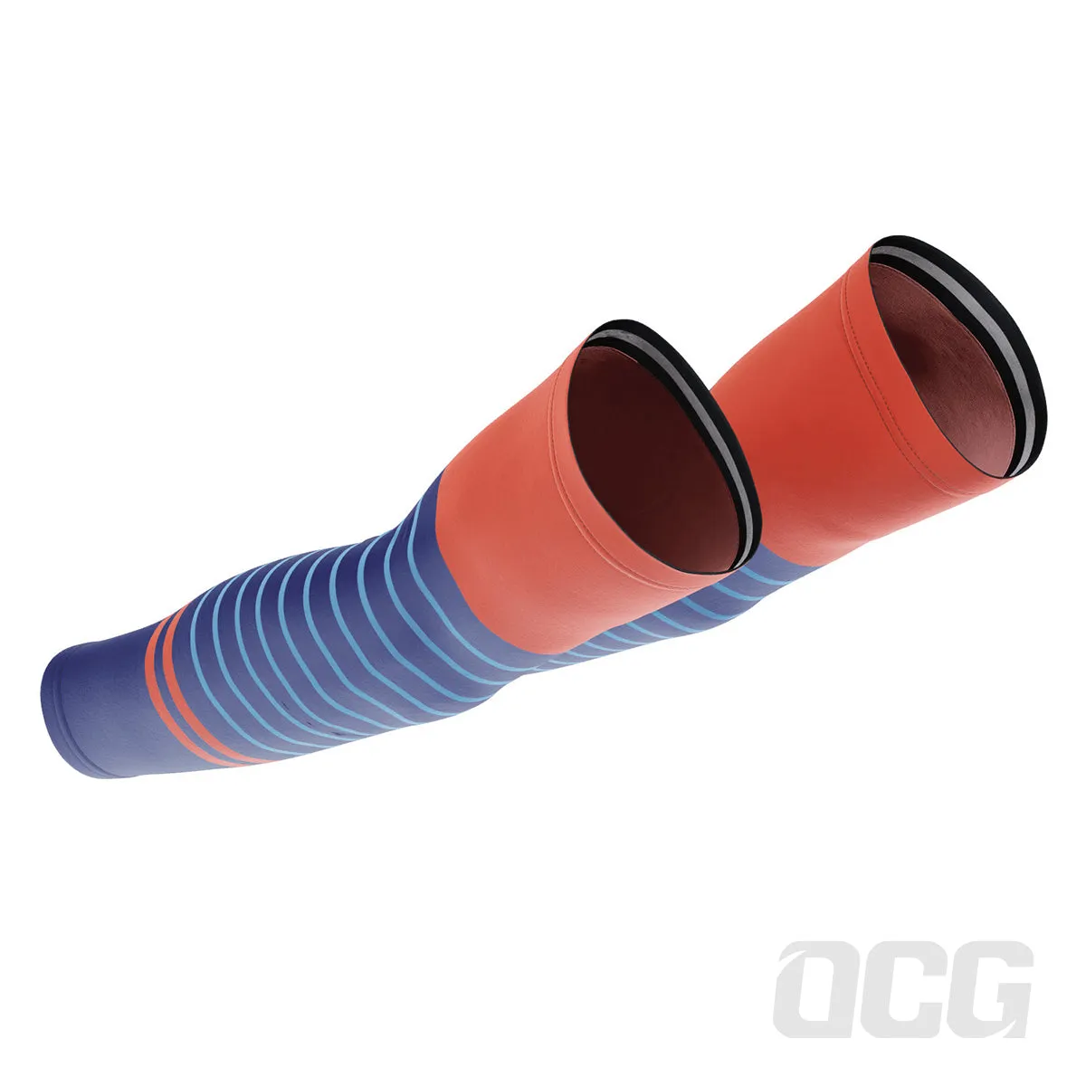 Men's Orange Blue Stripe Quick Dry Cycling Arm-Warmers