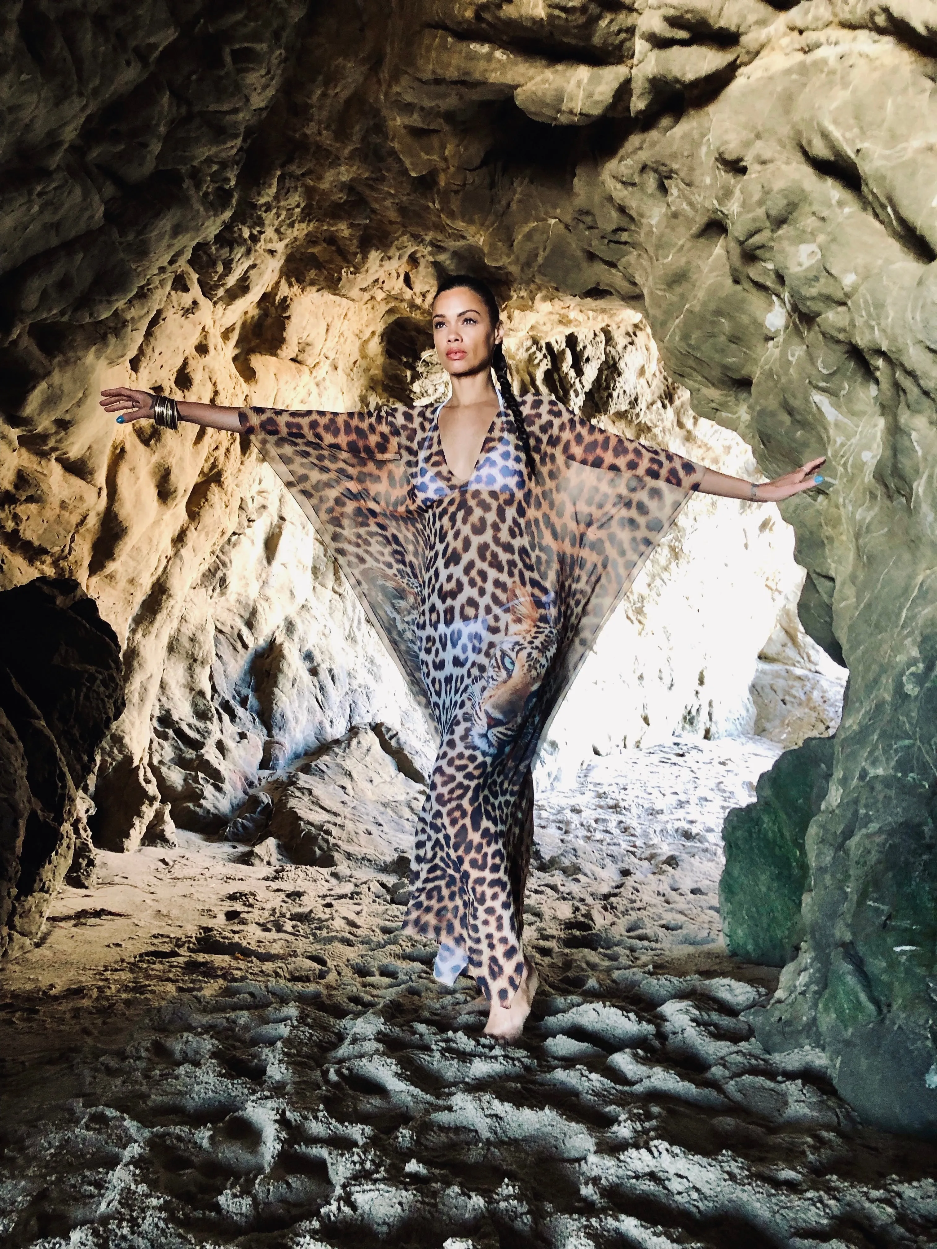 Mirrored Kitties - Eiffel Maxi Kaftan