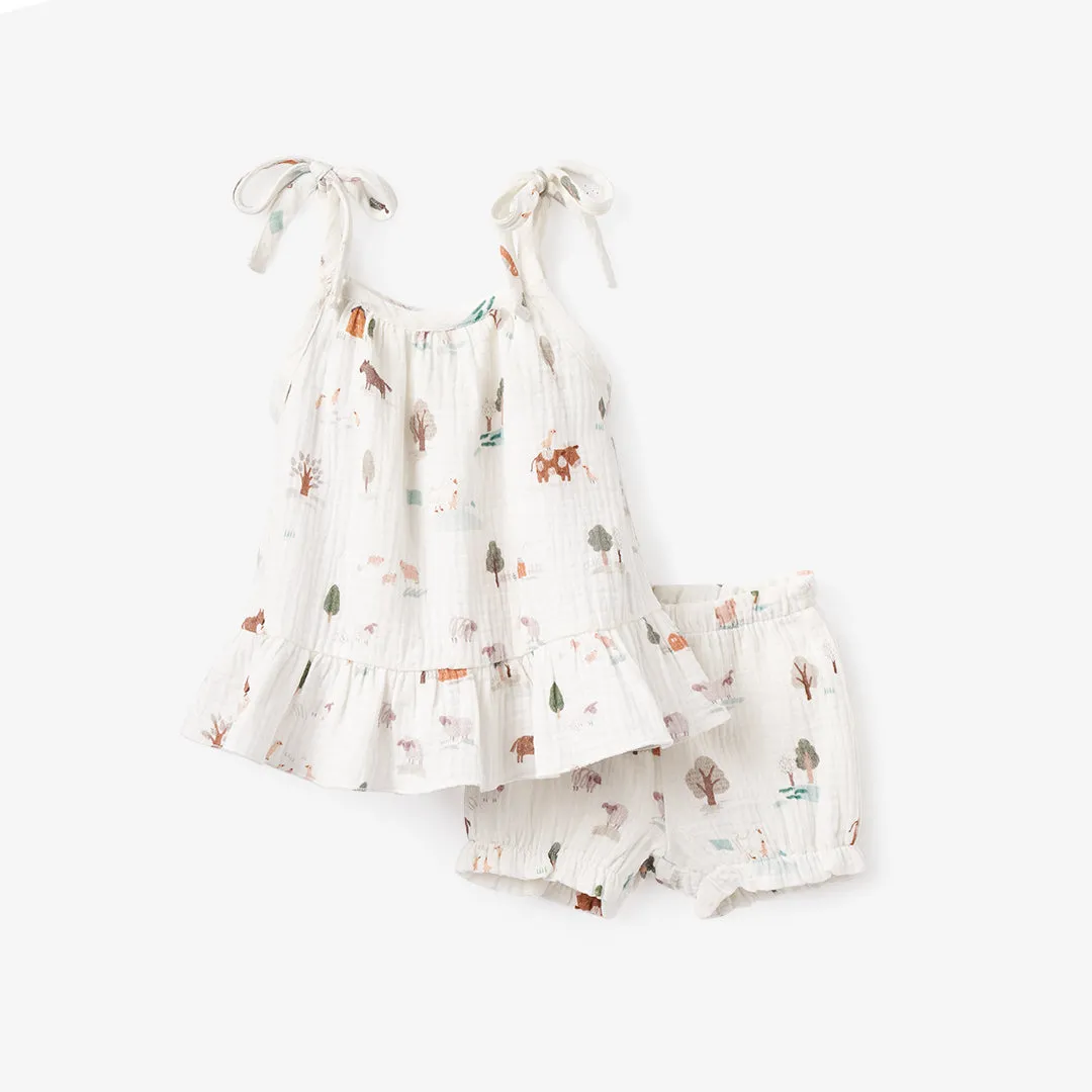 On the Farm Organic Muslin Tie Top Set