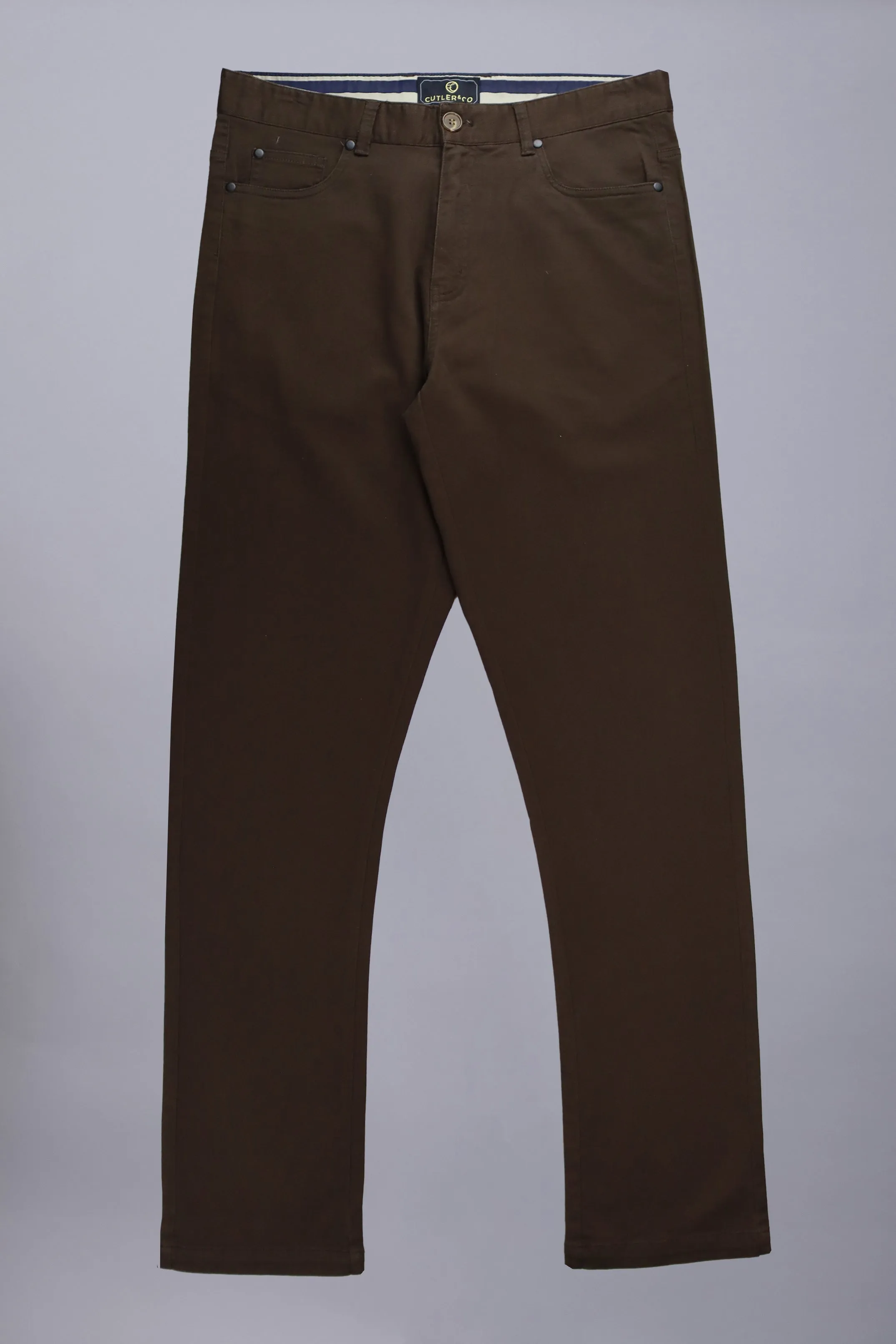 Pete Five Pocket Cotton Chino: Clove