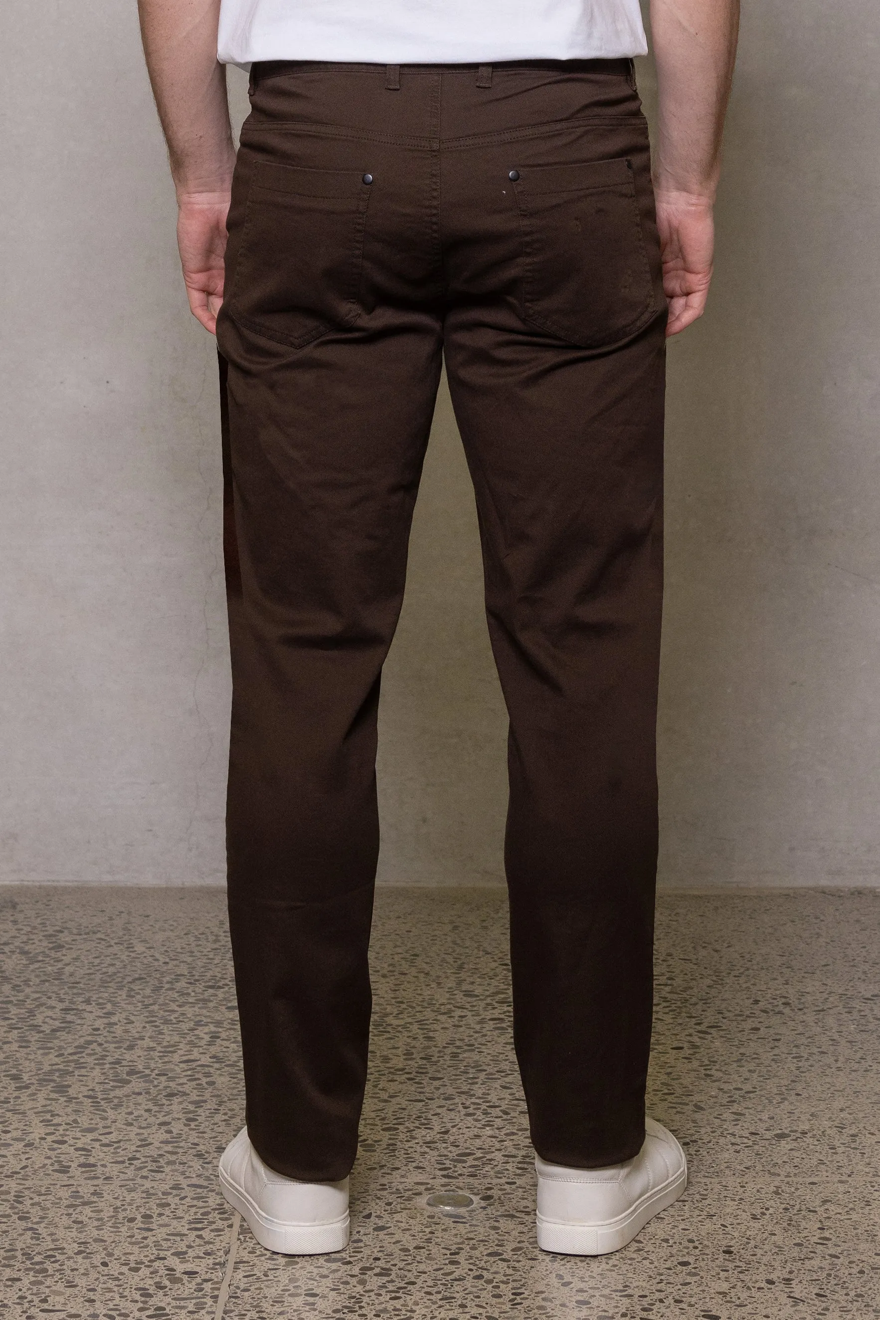 Pete Five Pocket Cotton Chino: Clove