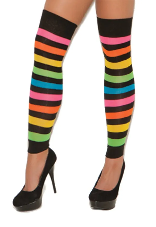 Rainbow Striped Neon Leg Warmers