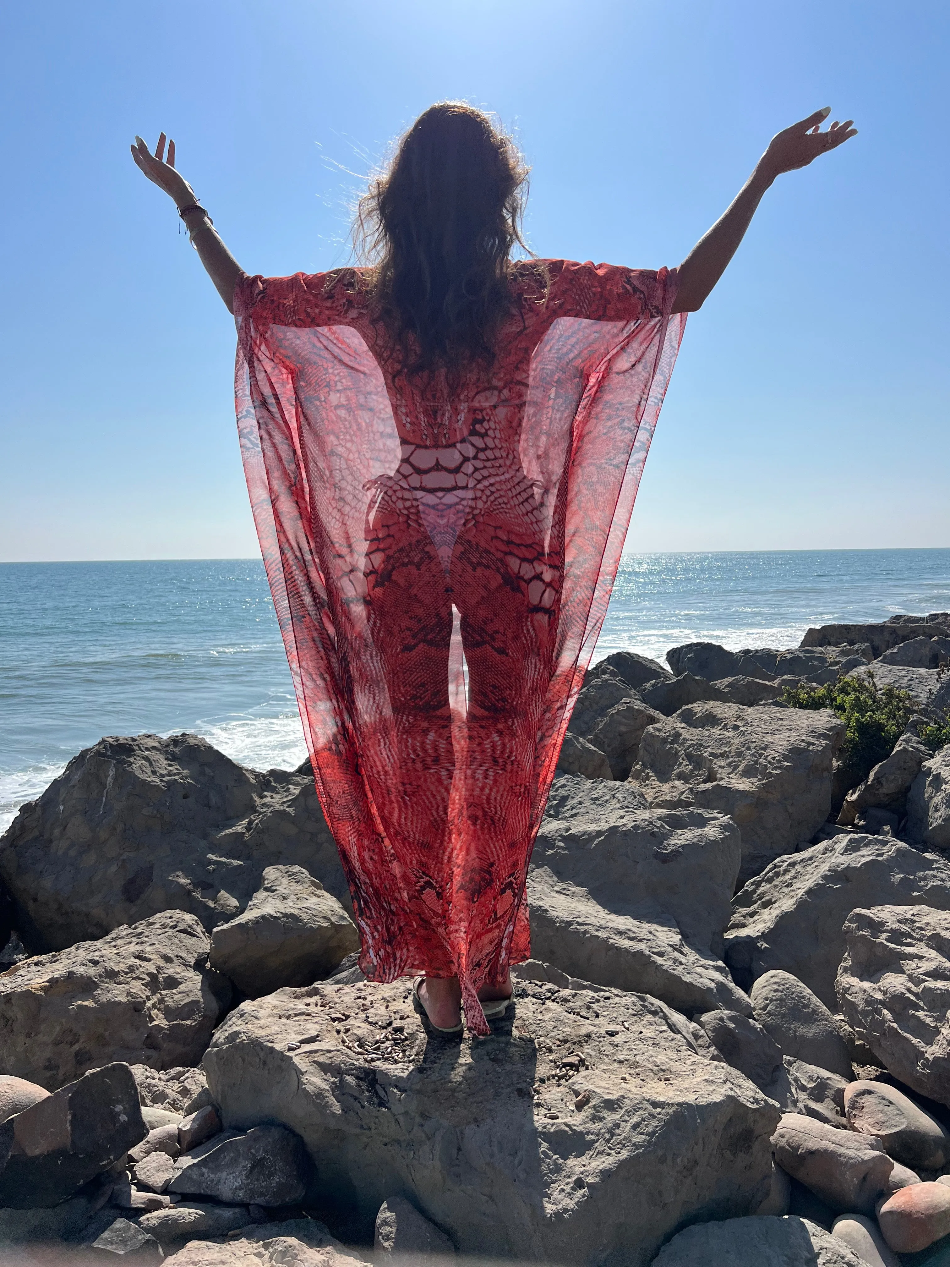 Red Ivy - Slit Maxi Poncho