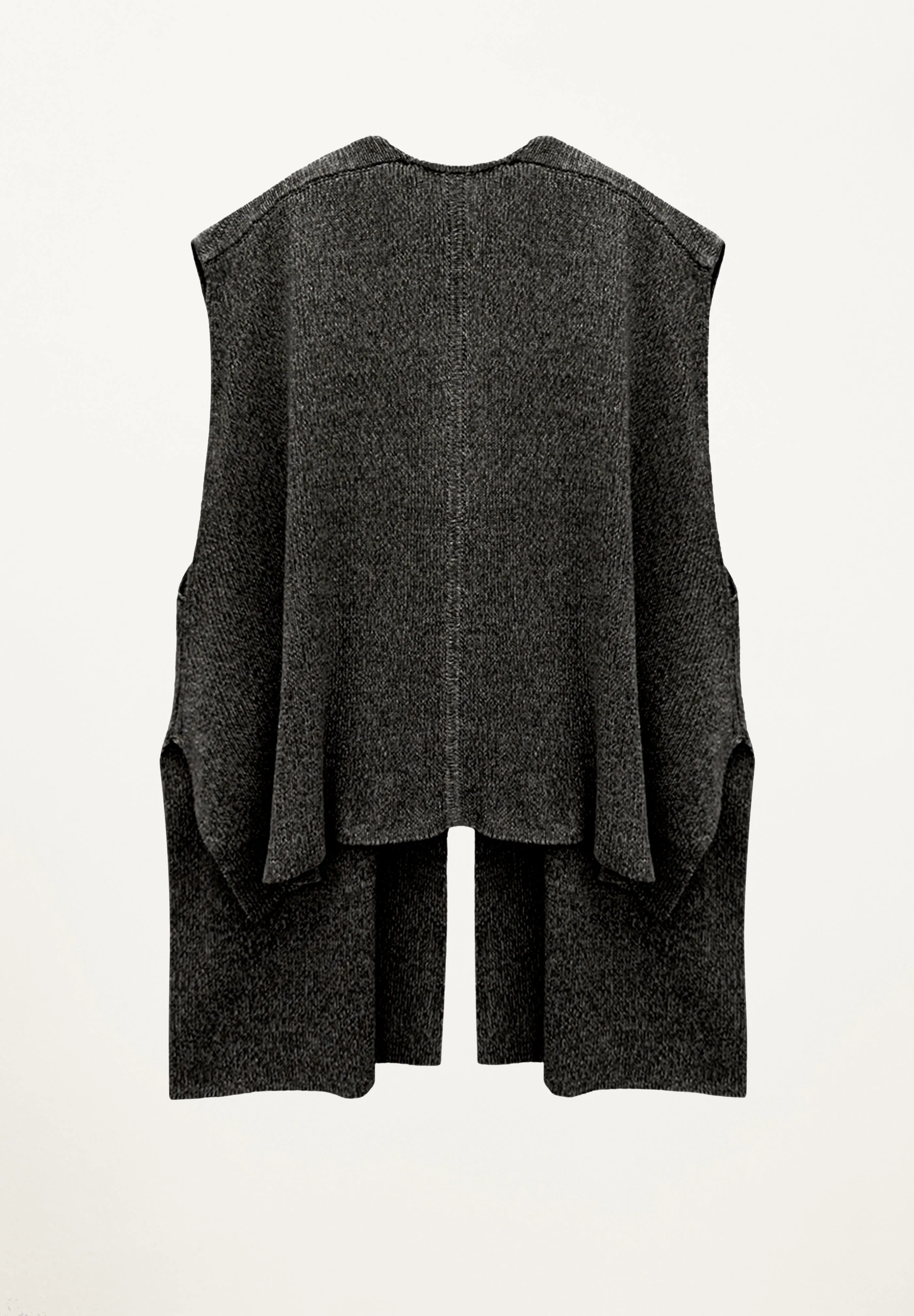 Ribbed Poncho Vest in Ash