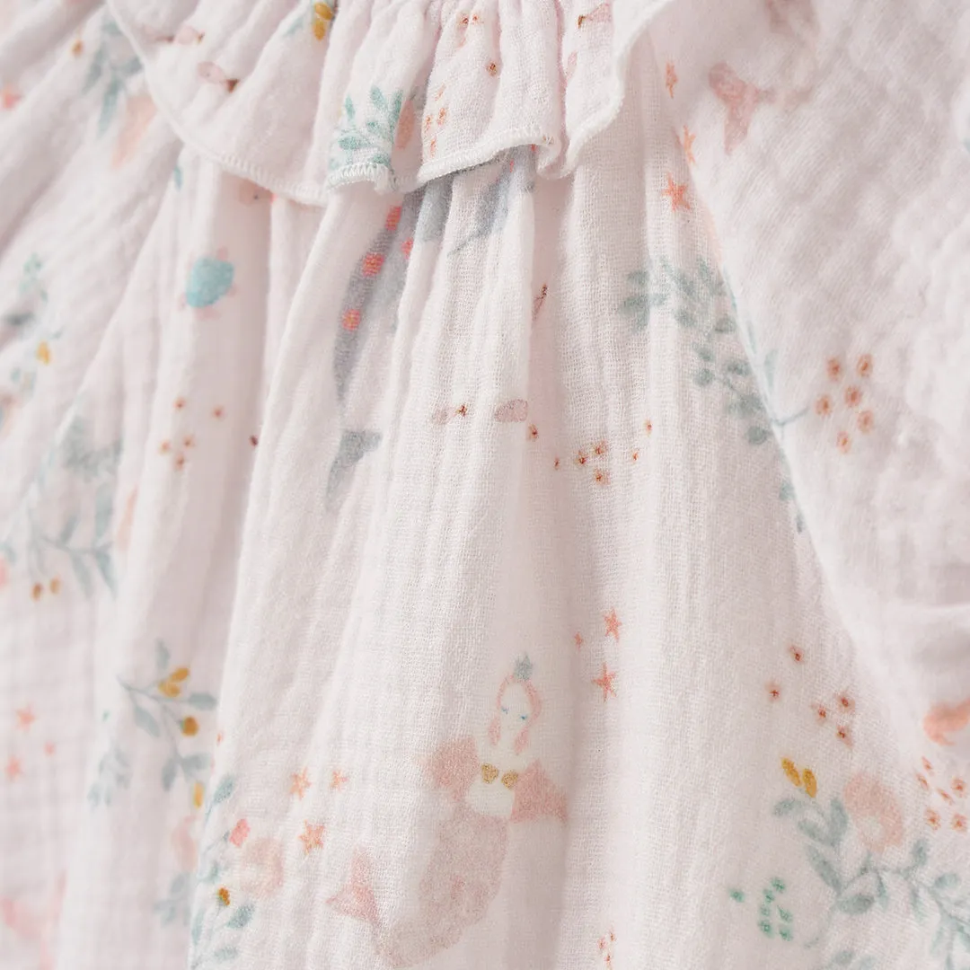 Sea Magic Organic Muslin Ruffle Collar Top   Bloomer Set