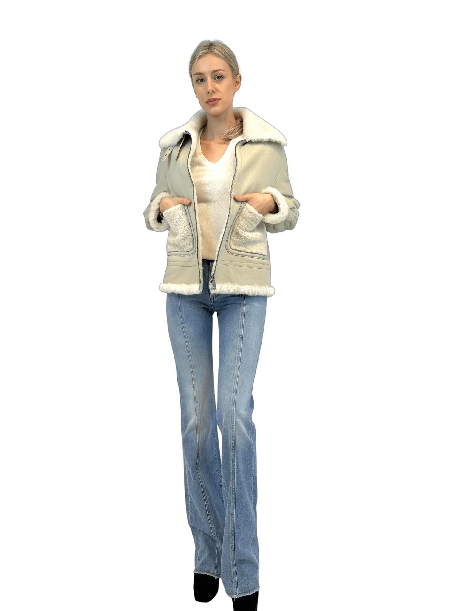 SHEARLING JACKET WITH ZIPPER