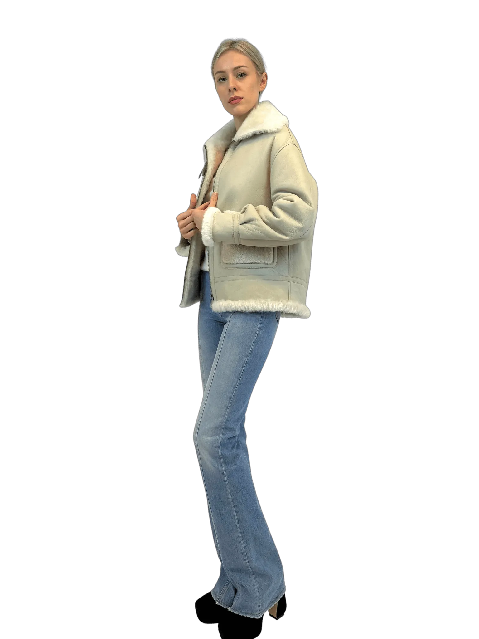 SHEARLING JACKET WITH ZIPPER