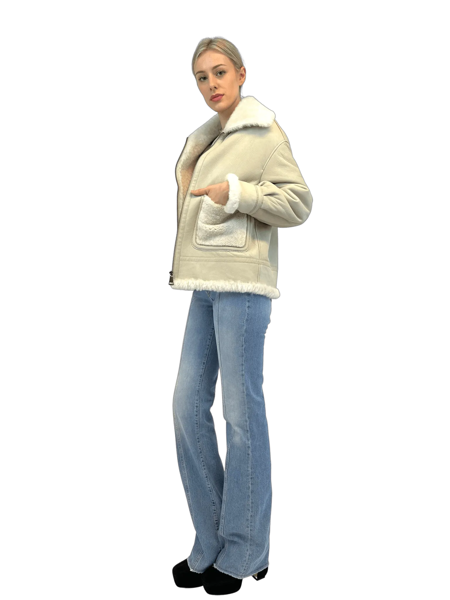 SHEARLING JACKET WITH ZIPPER