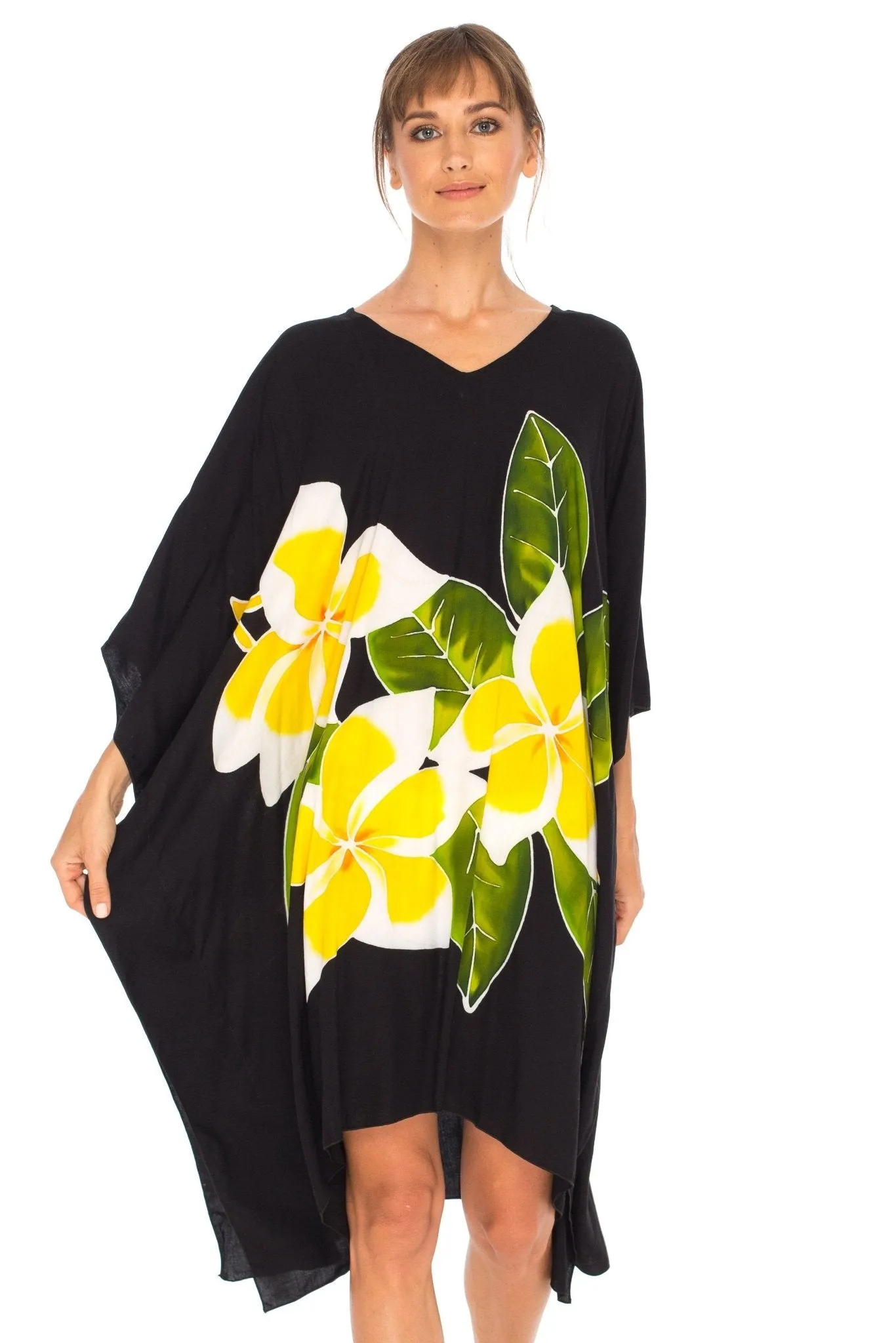 SHU-SHI Women's Plus Size Short Kaftan Poncho Dress - Beach Swimsuit Cover-Up