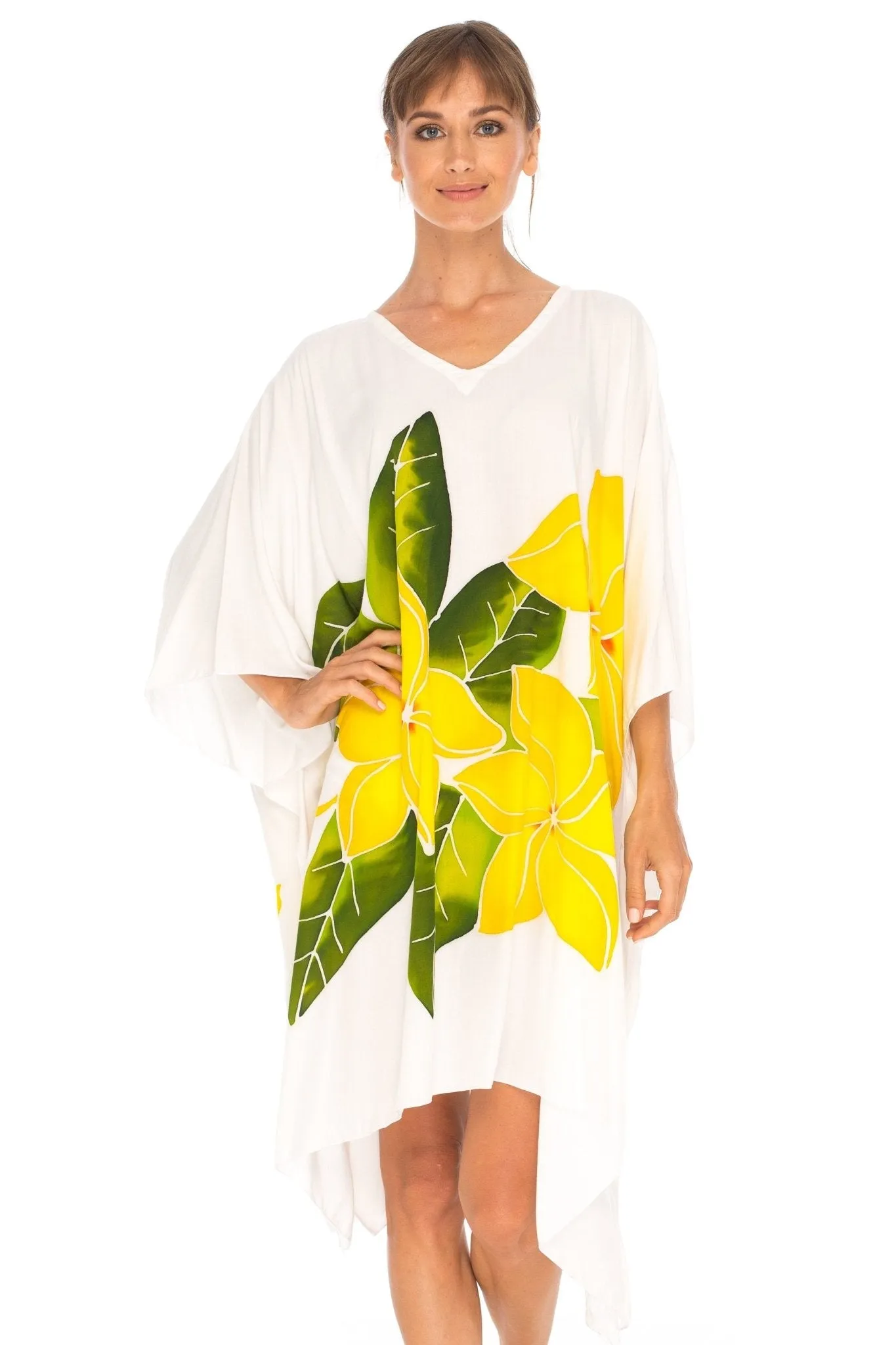 SHU-SHI Women's Plus Size Short Kaftan Poncho Dress - Beach Swimsuit Cover-Up