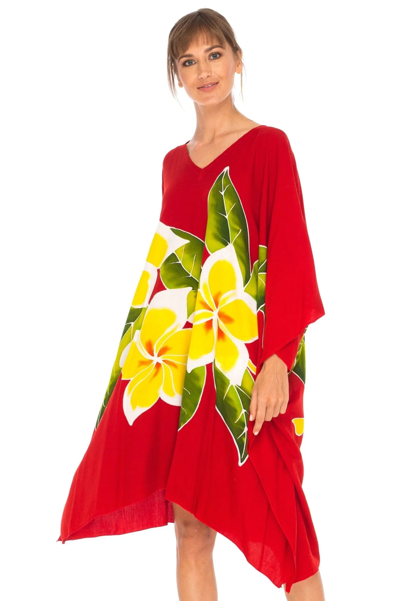 SHU-SHI Women's Plus Size Short Kaftan Poncho Dress - Beach Swimsuit Cover-Up