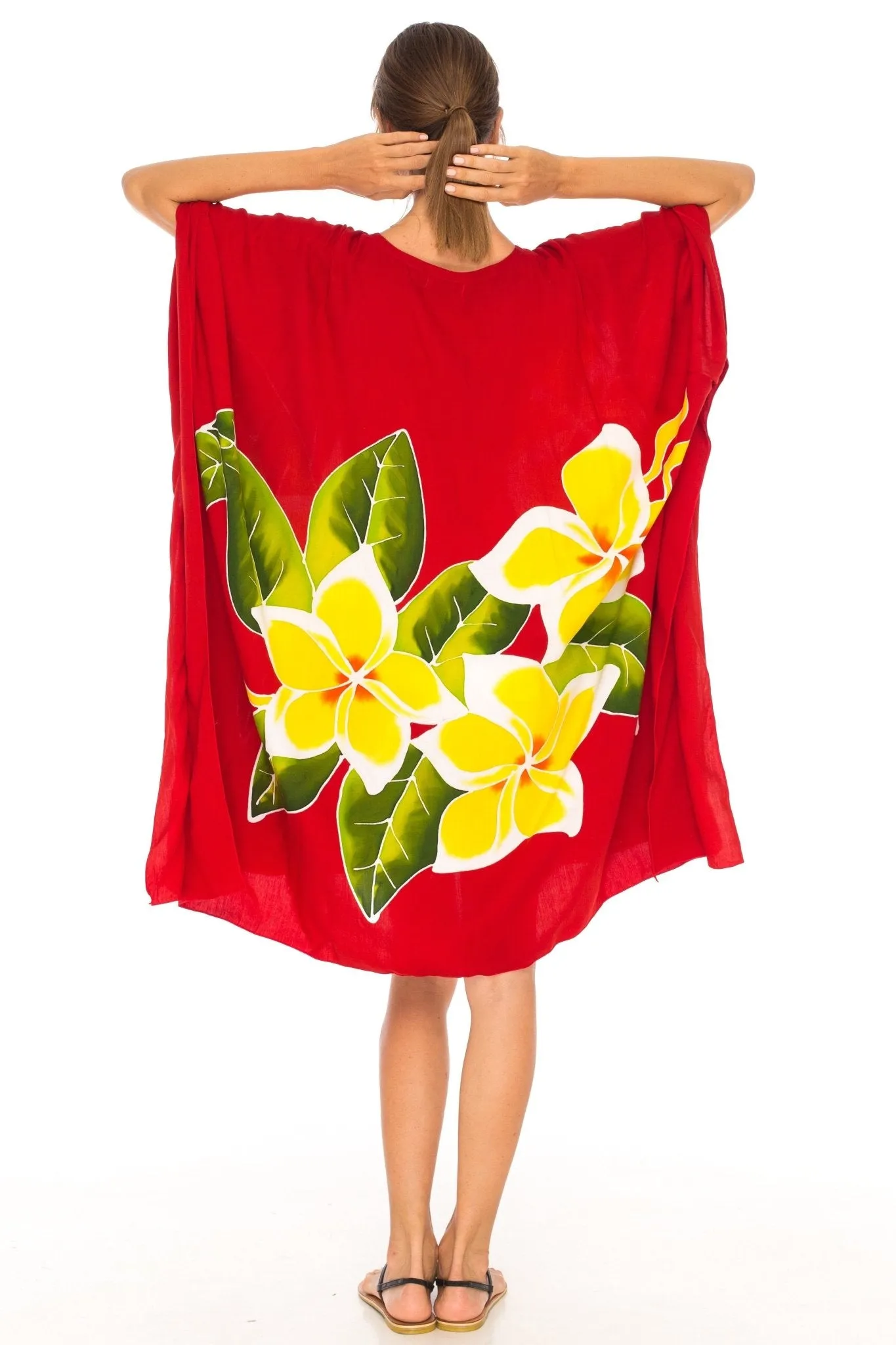 SHU-SHI Women's Plus Size Short Kaftan Poncho Dress - Beach Swimsuit Cover-Up
