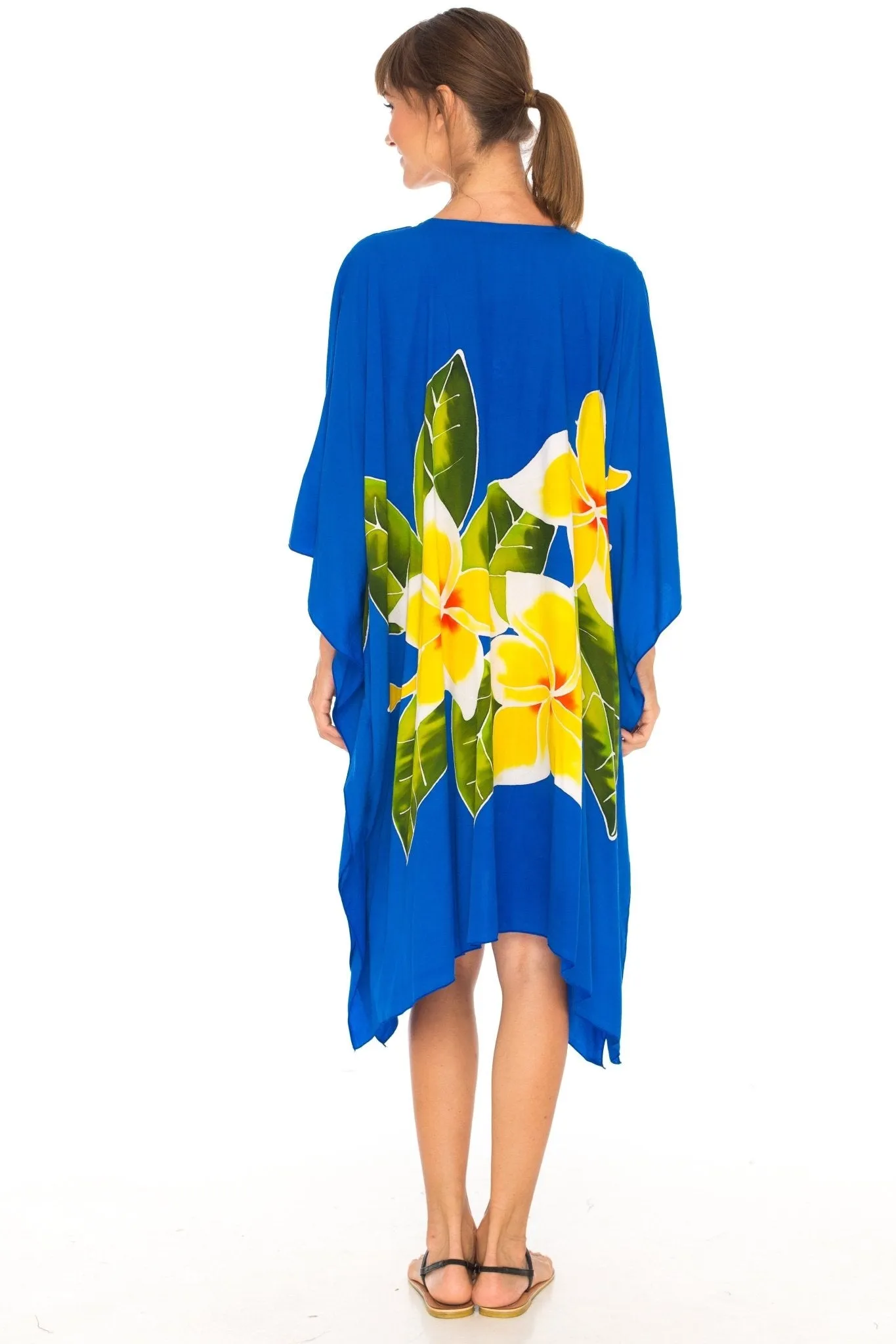 SHU-SHI Women's Plus Size Short Kaftan Poncho Dress - Beach Swimsuit Cover-Up