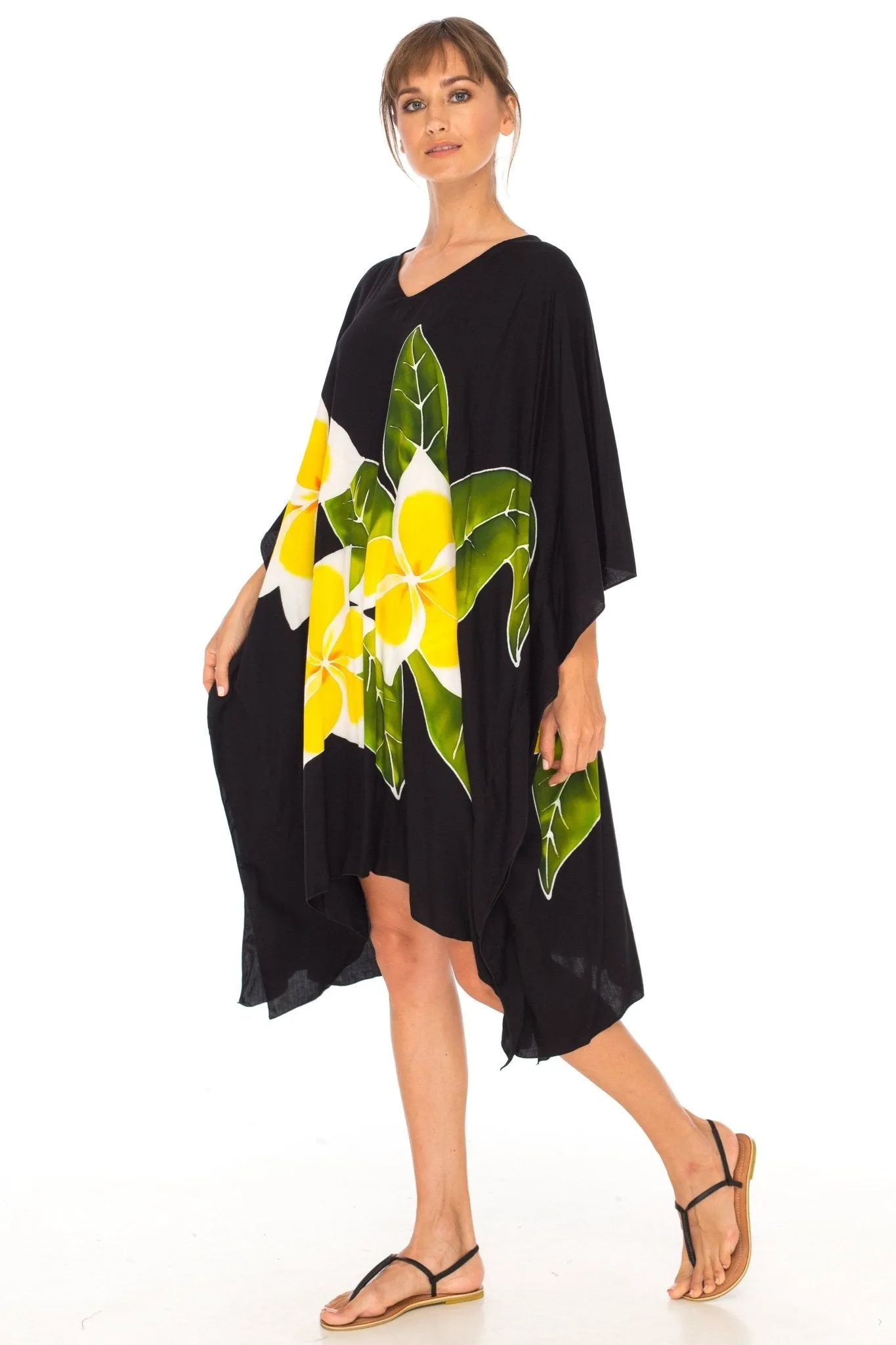 SHU-SHI Women's Plus Size Short Kaftan Poncho Dress - Beach Swimsuit Cover-Up