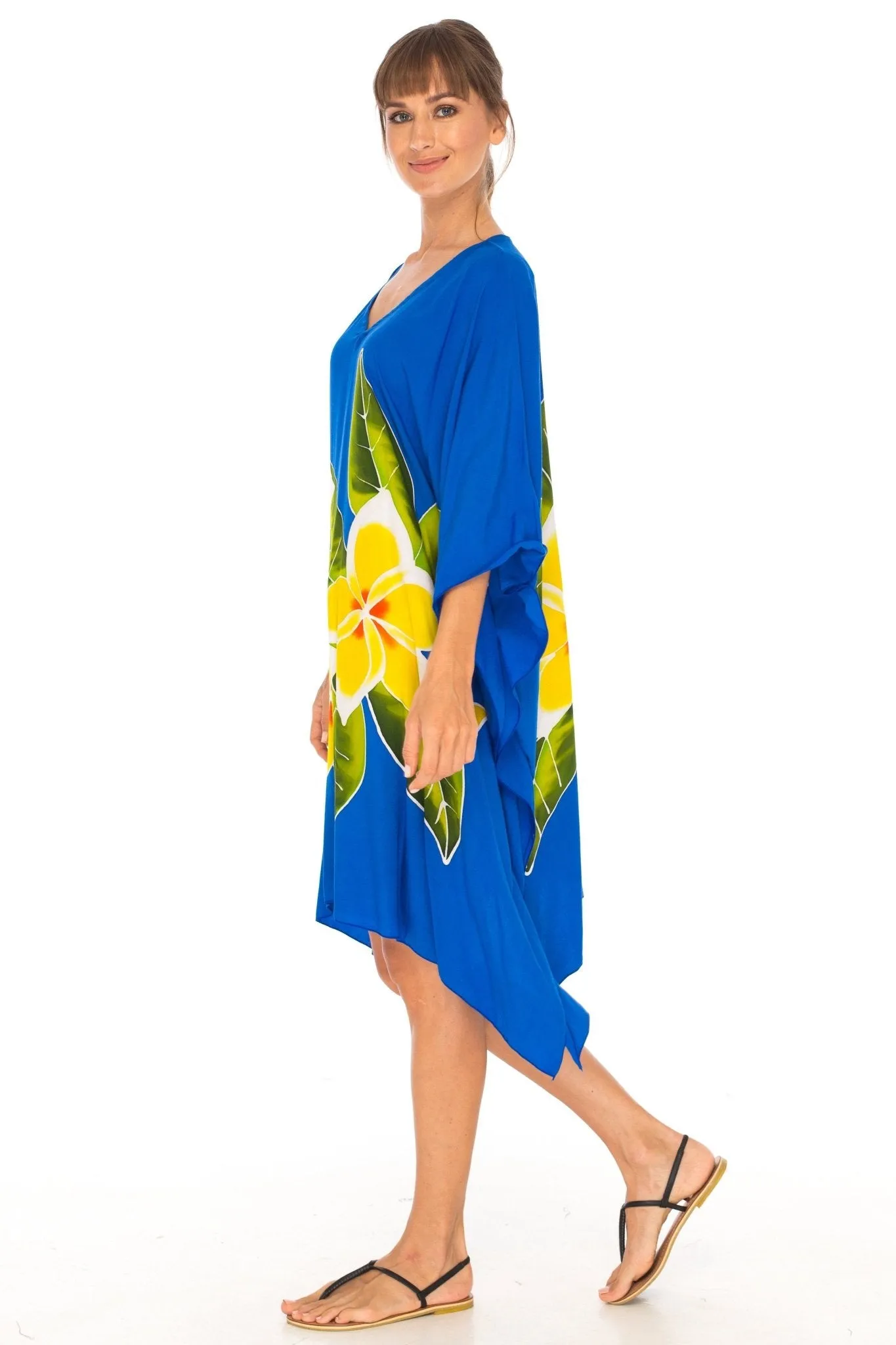 SHU-SHI Women's Plus Size Short Kaftan Poncho Dress - Beach Swimsuit Cover-Up