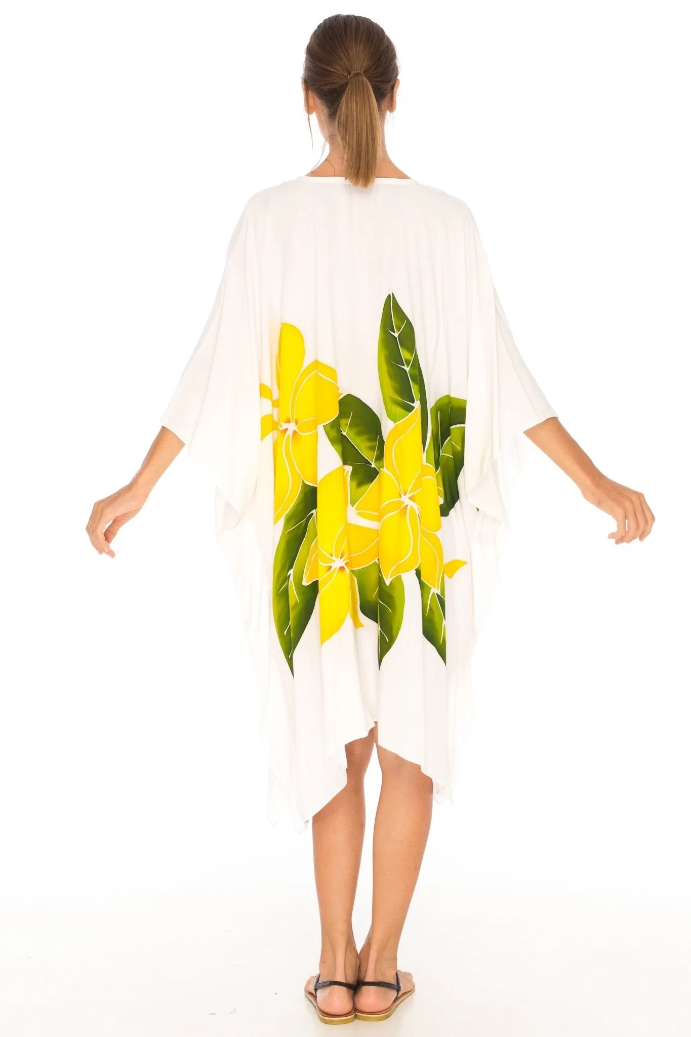 SHU-SHI Women's Plus Size Short Kaftan Poncho Dress - Beach Swimsuit Cover-Up