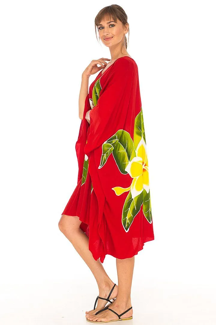 SHU-SHI Women's Plus Size Short Kaftan Poncho Dress - Beach Swimsuit Cover-Up