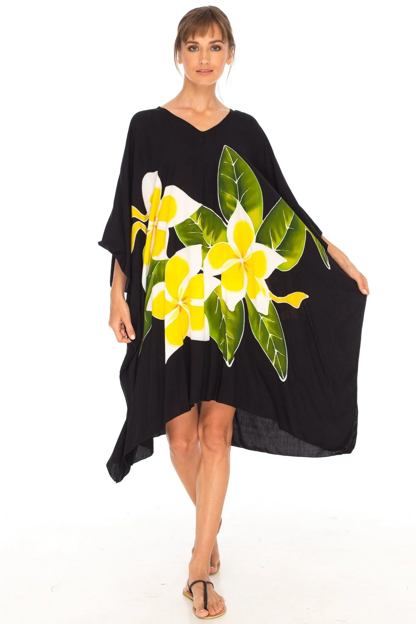 SHU-SHI Women's Plus Size Short Kaftan Poncho Dress - Beach Swimsuit Cover-Up